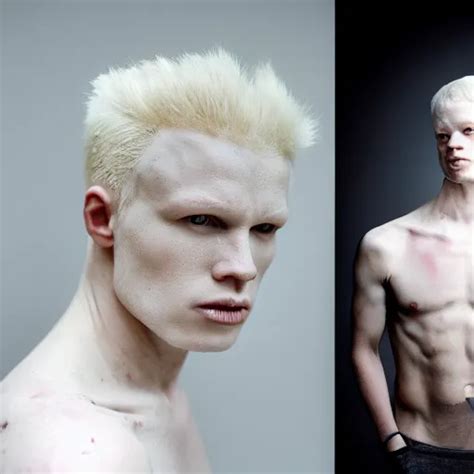 color portrait of an albino male model by emmanuel | Stable Diffusion