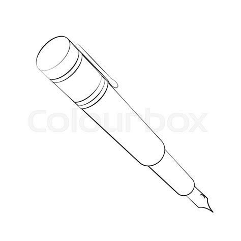 Black outline vector pen on white ... | Stock vector | Colourbox