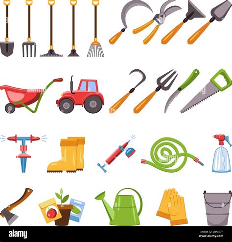 Farming equipment icons set. Cartoon set of farming equipment vector ...