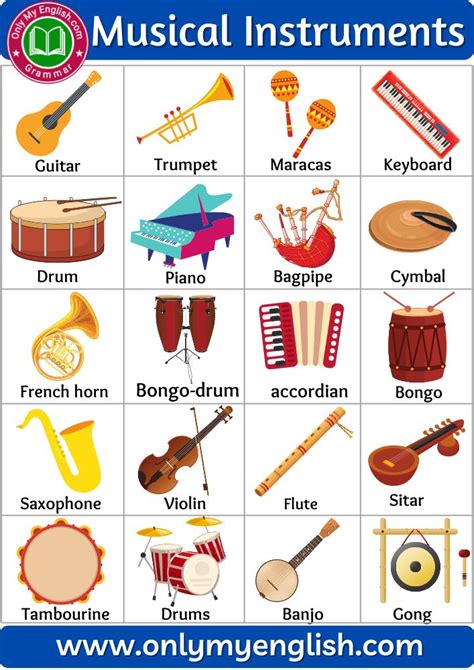 Musical Instruments Name List a-z | Musikspiele, Englisch, Englisch ...