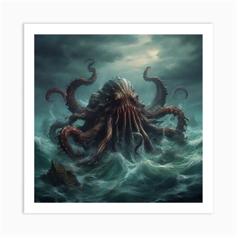 Kraken Monster in the Sea Art Print by P&V_printable_art - Fy