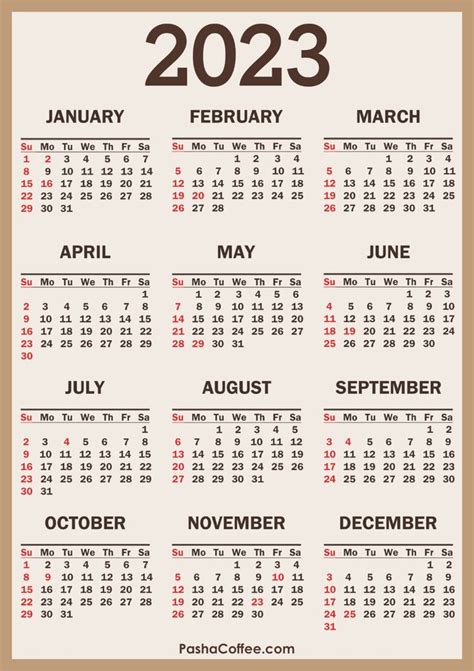 2023 Calendar with Holidays - Free Printable