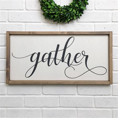 Gather Sign Modern Farmhouse Wall Decor Large Gather Sign | Etsy