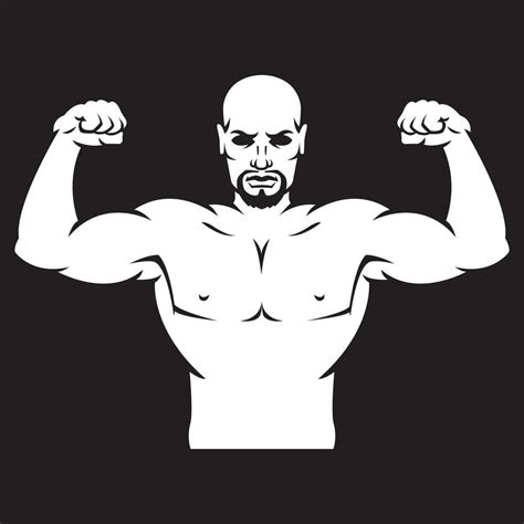 Bodybuilder strong man. Outline silhouette. Design element. Vector ...