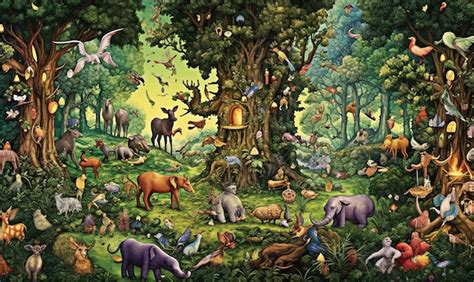 Premium AI Image | Enchanted forest surrounded by other animals ...