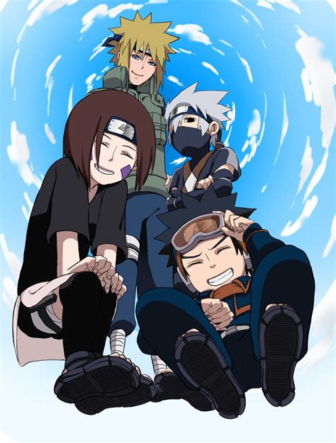 Obito Uchiha, Rin, Minato and Kakashi Hatake - Team Minato Fan Art ...