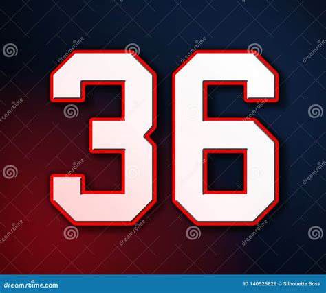 36 American Football Classic Sport Jersey Number in the Colors of the ...