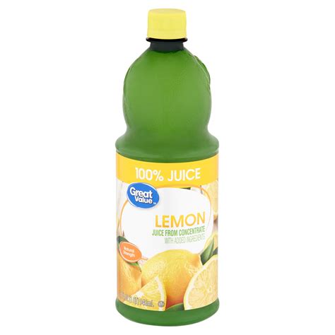 Great Value Lemon 100% Juice, 32 fl oz - Walmart.com