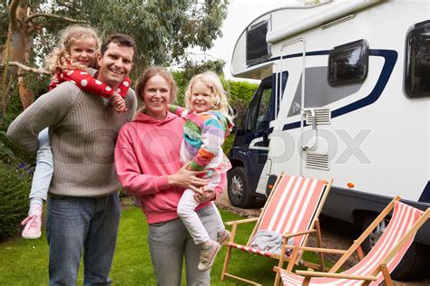 Portrait Of Family Enjoying Camping Holiday In Camper Van | Stock image ...