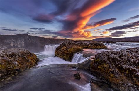 Download Cloud Sunset Nature Waterfall 4k Ultra HD Wallpaper