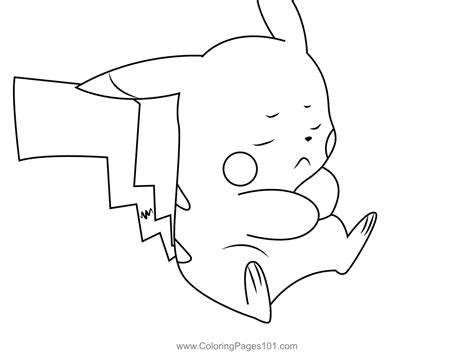 Pikachu Looking Sad Coloring Page for Kids - Free Pikachu Printable ...