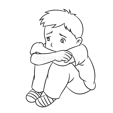 Sad Child Clipart Black And White