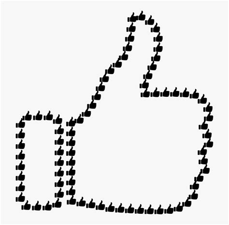 Thumbs Up Fractal Outline - Thumbs Up Text Art, HD Png Download - kindpng