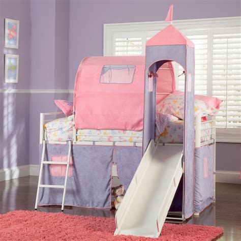 Princess Castle Twin Size Tent Bunk Bed with Slide | Brylane Home