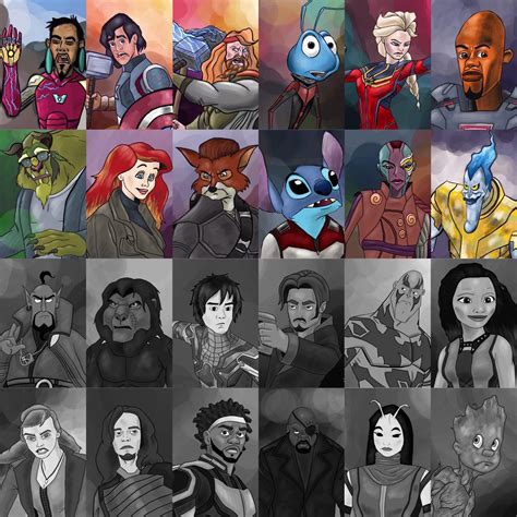 I updated my Disney characters as Marvel characters Endgame collage ...