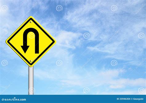 Yellow Warning Sign U-turn Roadsign Stock Illustration - Illustration ...