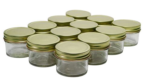 NMS 4 Ounce Glass Regular Mouth Mason Canning Jars - Case of 12 - With ...