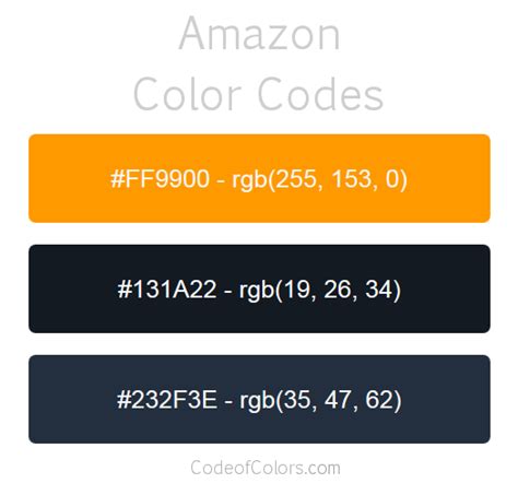 Amazon Colors - Hex and RGB Color Codes