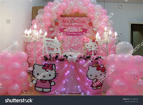 Birthday Decorations Hello Kitty Cartoon Themes Stock Photo 1251356635 ...