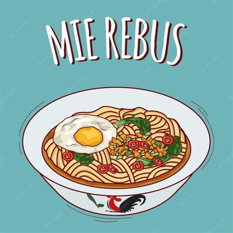 Premium Vector | Mie rebus illustration indonesian food with cartoon style