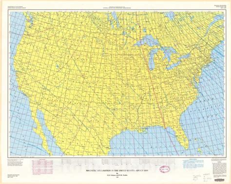 Map : Magnetic declination in the United States - Epoch 1980, 1980 ...