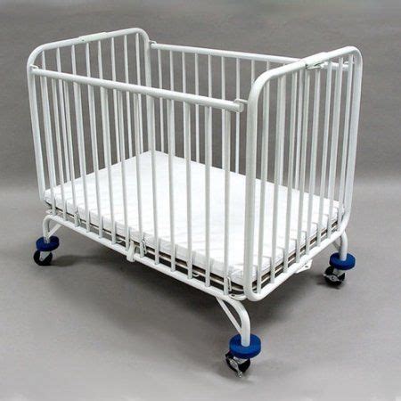 LA Baby Full Size Metal Holiday Folding Crib, Birch White Nursery ...