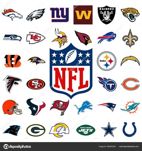 Logo All National Football League Teams Nfl Team Icons Set Stock ...