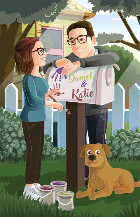 Carl and Ellie-Inspired Commissioned Couple Portrait Mailbox Scene - Euodos