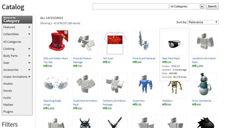 Roblox Catalog Template