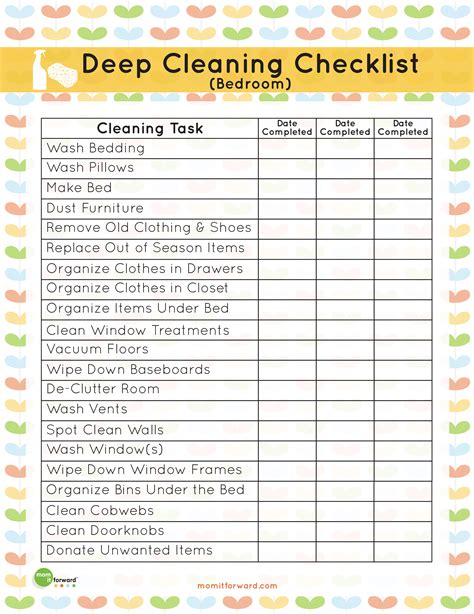 Printable: Deep Cleaning Bedroom Checklist - Mom it Forward