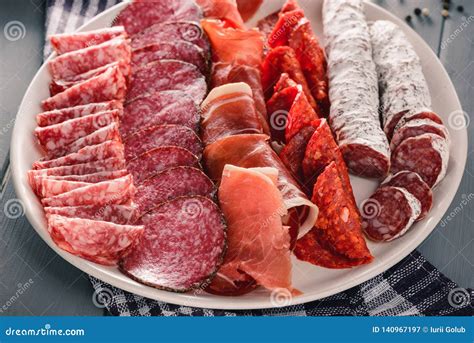 Cured meat platter stock image. Image of cold, food - 140967197