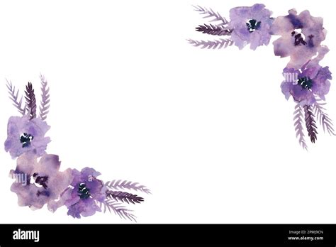 Watercolor purple flowers clipart. Floral clip art. Handmade ...