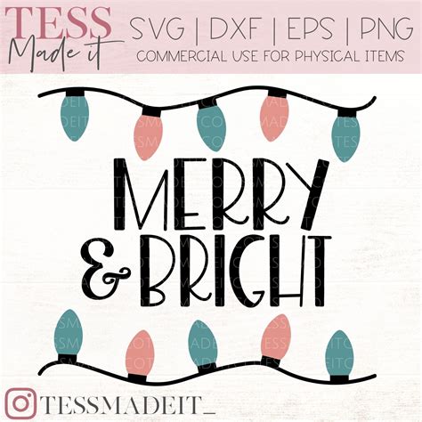 Merry and Bright SVG - Christmas Lights Svg - Tess Made It