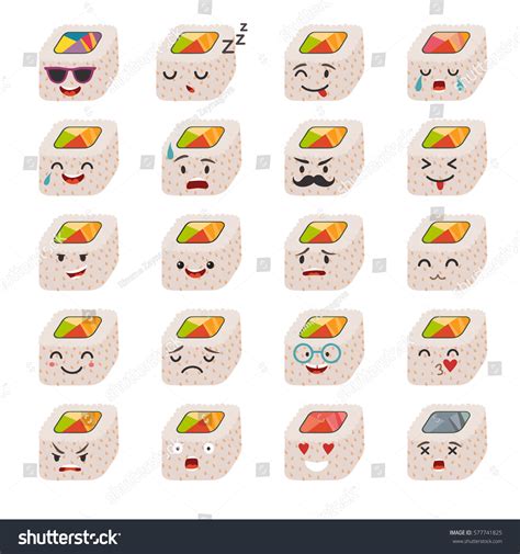 Sushi Emoji Vector Set Emoji Sushi Stock Vector (Royalty Free ...