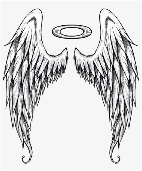 fallen-angel-tattoo-angel-wings-halo-black-and-white-sketch-white ...