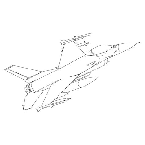 Premium Vector | Air force f-16 fighting falcon fighter jet line art ...