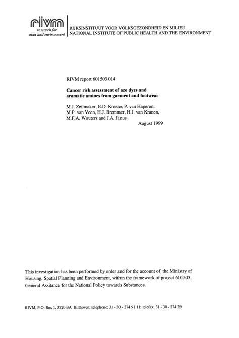 (PDF) Cancer risk assessment of azo dyes and aromatic amines from ...