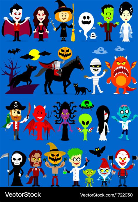 Monsters mash halloween characters Royalty Free Vector Image