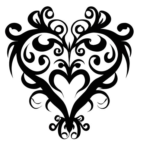 Tattoo Heart Swirl Design on White Background · Creative Fabrica