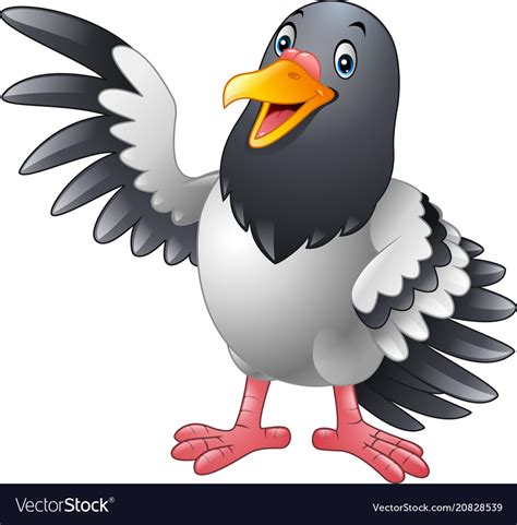 Cartoon funny pigeon bird presenting Royalty Free Vector