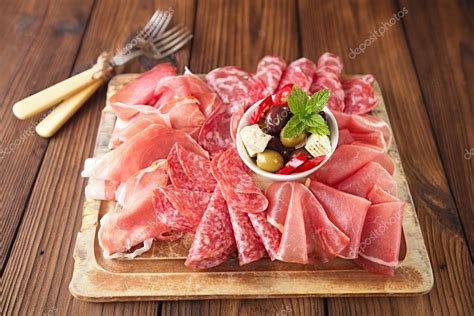 Antipasti Platter of Cured Meat — Stock Photo © lvenks #57313073