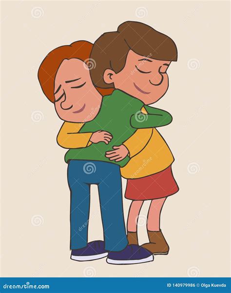 Cartoon People Hugging Cartoon Vector Stock Vector - Illustration of ...