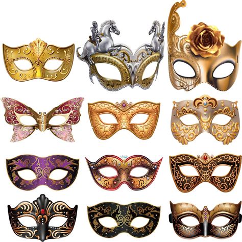 Buy BluluBlulu 12 Pcs Mardi Gras Masquerade Paper Masquerade s Carnival ...