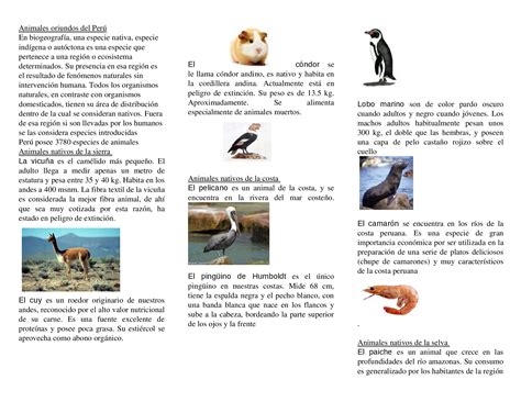 (DOCX) Animales oriundos del Perú - DOKUMEN.TIPS