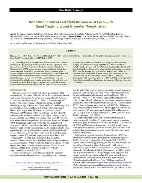 (PDF) Root-knot Control and Yield Response of Corn with Seed Treatment ...