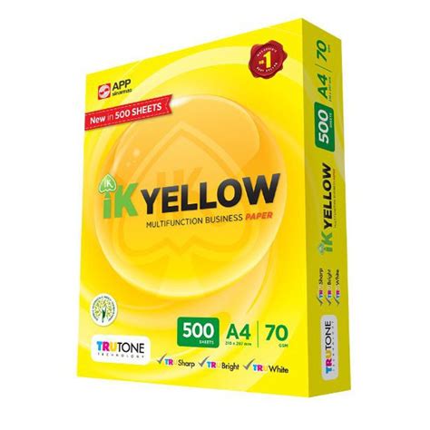 500 sheets IK Yellow A4 Copier Paper 70gsm Kertas A4 Printing ...