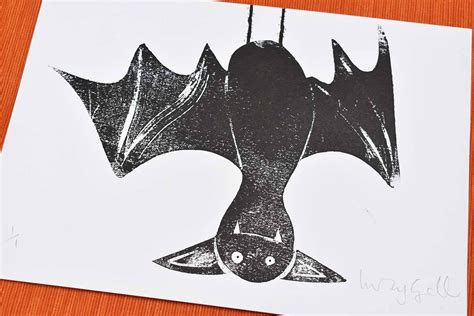 Bat Print Bat Art Picture Original Handprinted Bat Print | Etsy