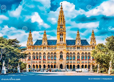 Vienna`s Town Hall Rathaus at Daytime.Vienna. Austria Editorial Stock ...