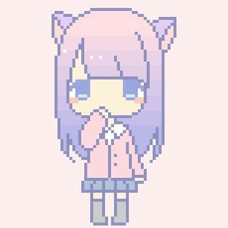 Cute Chibi Anime Pixel Art Grid - doce-espera-doce