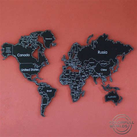 3D Metal World Map https://etsy.me/3eBprWv #3dmetalworldmap # ...